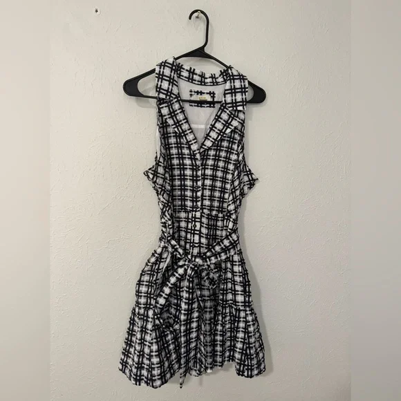 Maeve By Anthropologie Size 14 Plaid Mini Shirt Dress Sleeveless Garden Party - Picture 2 of 6